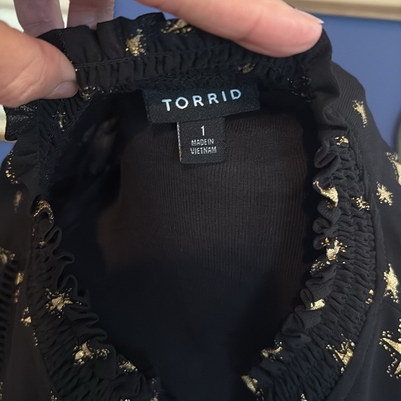 Torrid Women's Black Star Chiffon Ruffle Midi Dress Torrid size 1 - Picture 5 of 6